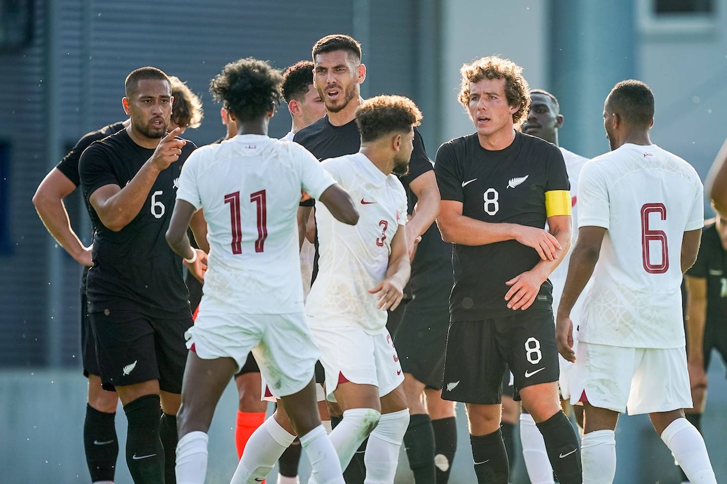 All Whites defender Michael Boxall was allegedly racially abused by a Qatari player. Photo / Photosport