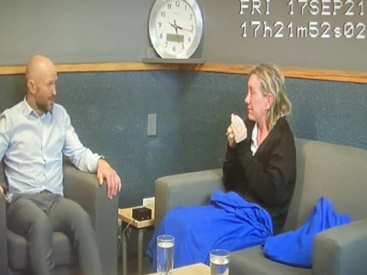 Lauren Dickason during her police interview. Photo / Pool