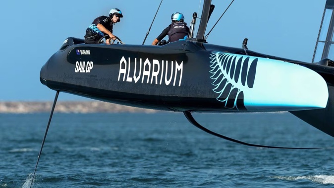 The New Zealand SailGP Team ended day one in Abu Dhabi second in the standings. Photo / Simon Bruty, SailGP