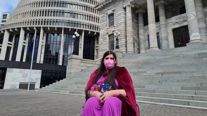 Matty Angel headed to Parliament to call for an inquiry into an in-home care model she says is dangerous. Photo / RNZ / Rosie Gordon