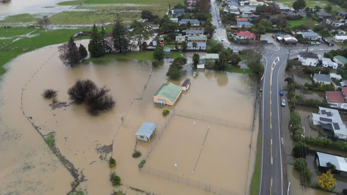 Aerial photos show extensive flooding in Riwaka, near Motueka. Photo / James Thomas