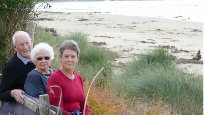 Kaka Pt neighbours (from left) Ian and June Kreger and Michelle Rutherford. Photo / ODT