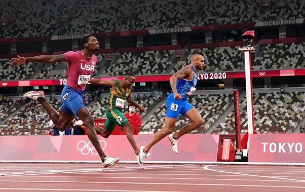 Italy's Lamont Jacobs wins the Men's 100 metres at the Olympic Stadium. Photo / Getty