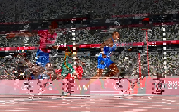 Italy's Lamont Jacobs wins the Men's 100 metres at the Olympic Stadium. Photo / Getty