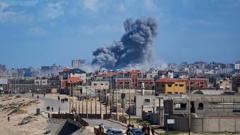 Smoke rises following an Israeli airstrike in the central Gaza Strip, Friday, March 15, 2024. Photo / AP