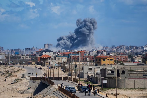 Smoke rises following an Israeli airstrike in the central Gaza Strip, Friday, March 15, 2024. Photo / AP