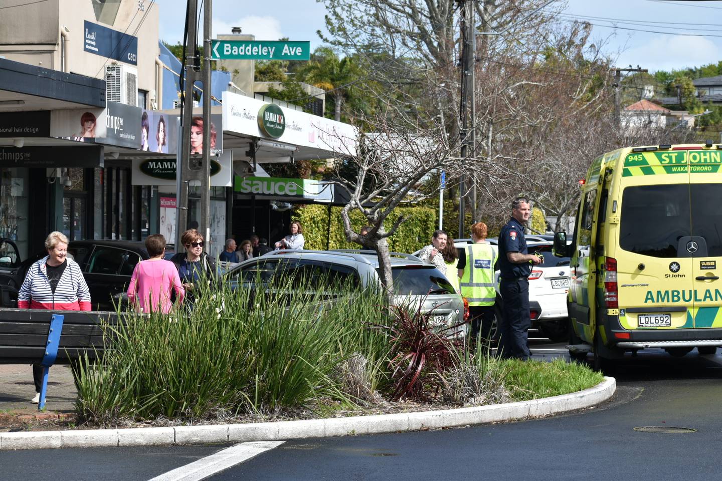 Emergency services attended the scene of a car crash in Kohimarama, Auckland at 11.30am today. Photo / Darren Masters