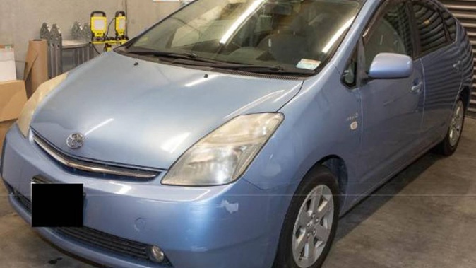 The blue Prius believed to have been involved in the disappearance of Harley Shrimpton. Photo / Supplied