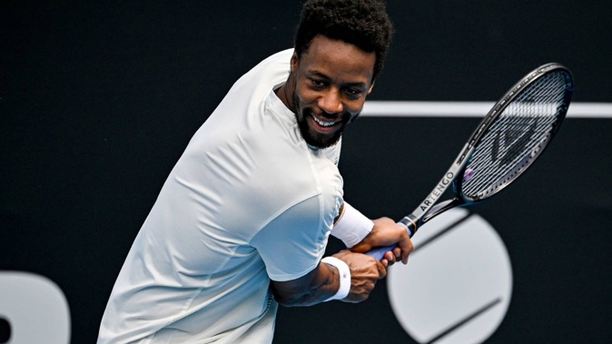 Gaël Monfils during a practice session in Auckland. Photo / Photosport