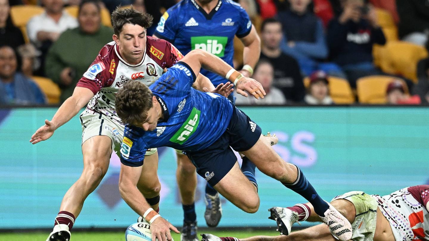 Beauden Barrett scored for the Blues against the Reds. Photo / Photosport
