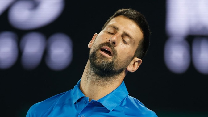 Novak Djokovic during an exhibition match ahead of the 2025 Australian Open. Photo / Getty Images