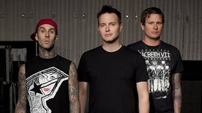 Travis Barker, left, Mark Hoppus and Tom DeLonge of Blink-182 who cancelled their Christchurch gig two weeks out from date.