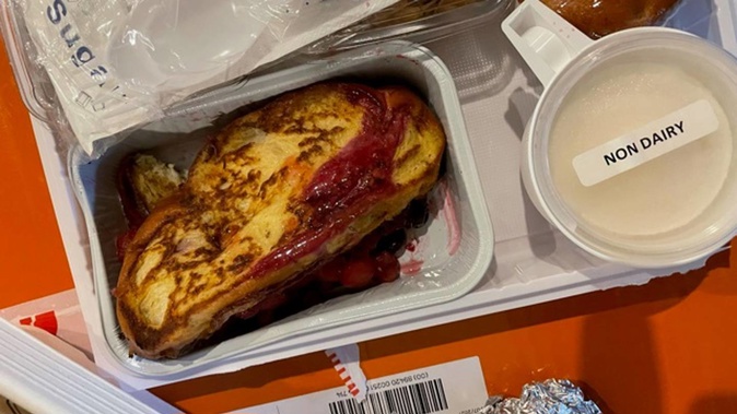 A meal of frozen kosher french toast flown to Christchurch from Auckland. (Photo / Supplied)