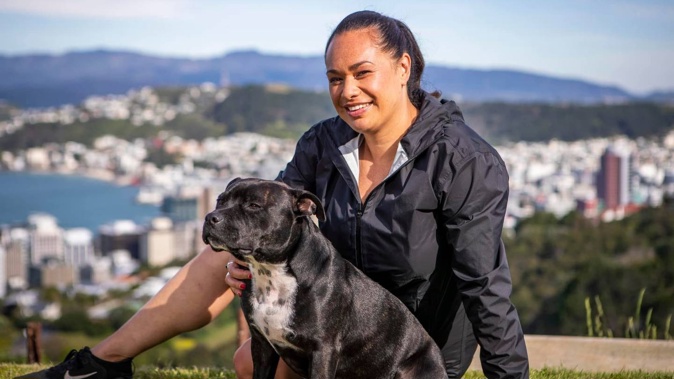 Wellington Mayor Tory Whanau with her dog Teddy.