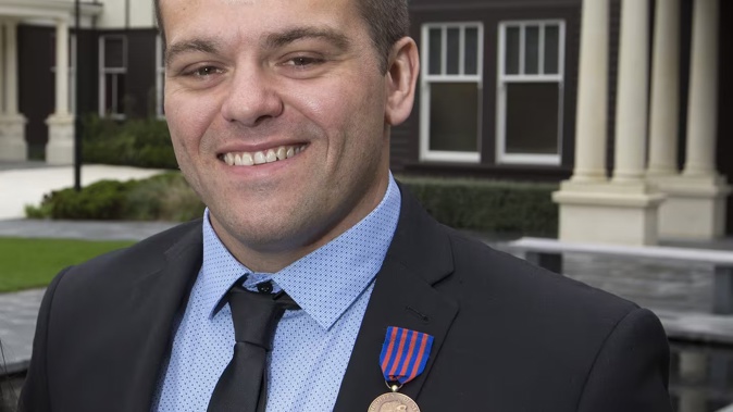 Daniel Rockhouse after receiving his bravery medal. Photo / Mark Mitchell