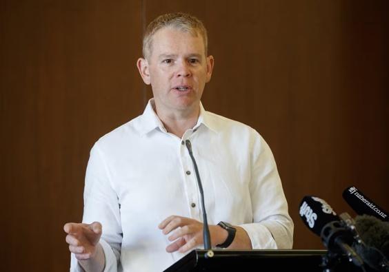 Labour leader Chris Hipkins during his opening remarks at the Labour caucus retreat in Palmerston North. Photo / Mark Mitchell