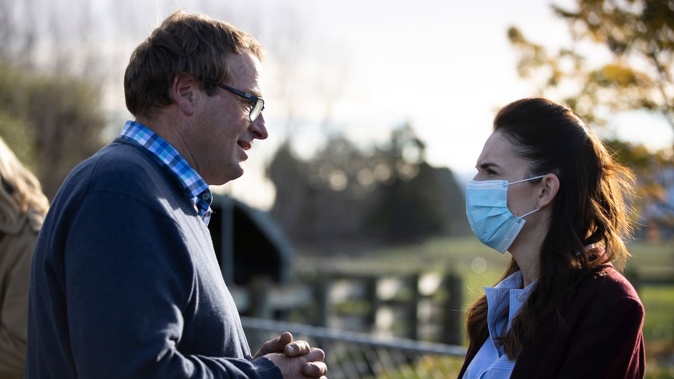 Chris Allen with Prime Minister Jacinda Ardern after the devastating Ashburton floods in 2021. Photo / George Heard
