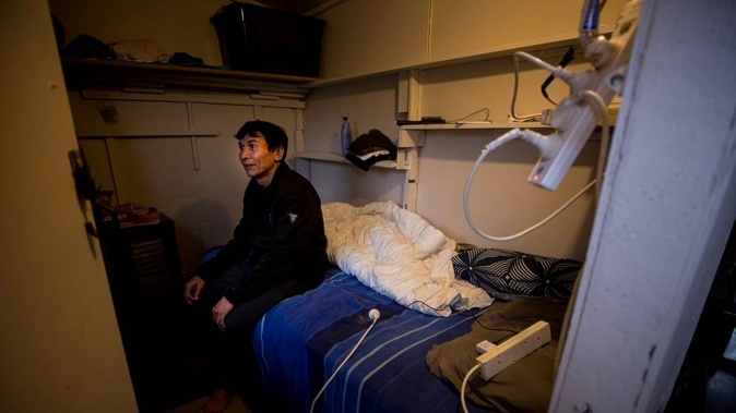 Indonesian overstayer Hendra Adijaya has been living in a shed he made using plywood at the backyard of a property in New Windsor. (Photo / Dean Purcell)