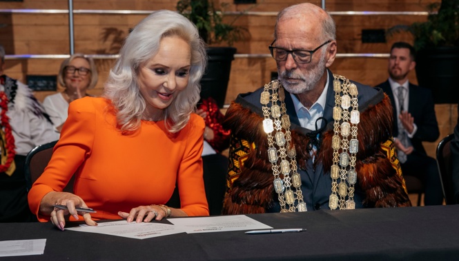 Auckland Mayor Wayne Brown and his deputy Desley Simpson are fronting media for an announcement at midday. Photo / Jay Farnworth