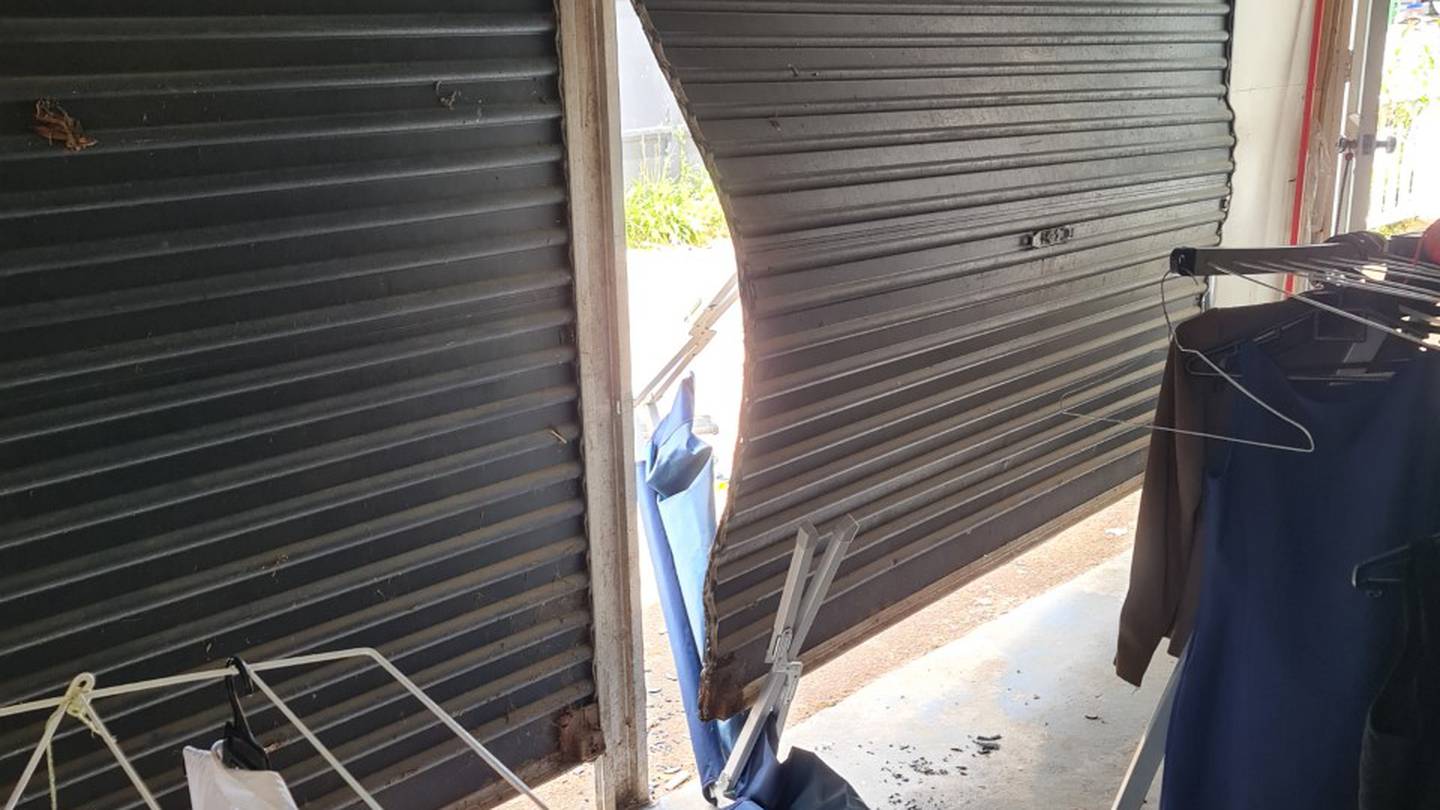 Her garage was jacked open. Photo / Supplied