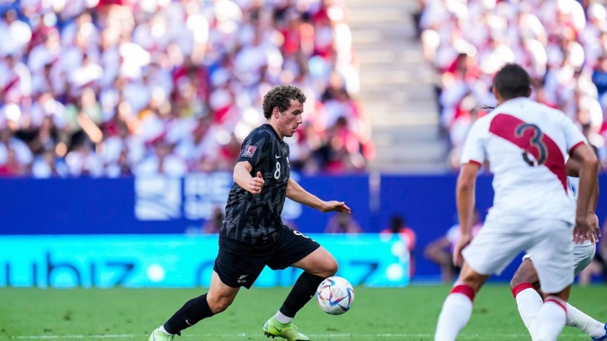 Joe Bell of New Zealand in action against Peru. Photosport