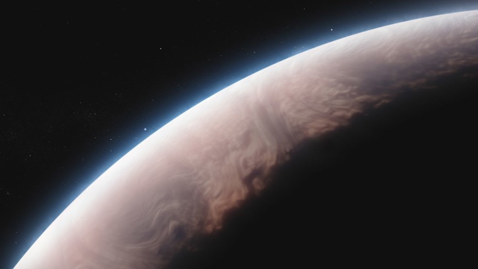 An artist's concept depicts what the exoplanet WASP-17b could look like. The hot gas giant has a thick, extended atmosphere, making it a "puffy" exoplanet. NASA, ESA, CSA, Ralf Crawford (STScI)