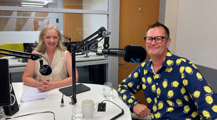 Public relations specialist Jo Coughlan and political lecturer Bryce Edwards. Image / Newstalk ZB