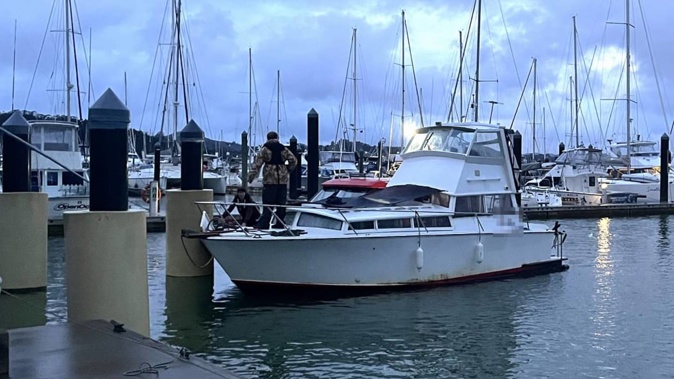The vessel, which was taking on water, had to be towed to Ōpua Marina. Photo / RNZ