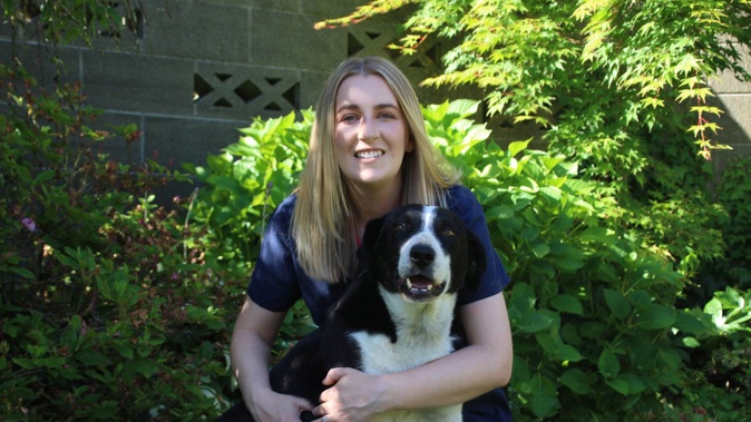 Christchurch vet nurse Jade Pengelly with one of her own dogs, Storm.
