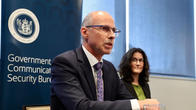 Press conference hosted by the GCSB’s Director-General, Andrew Clark and Deputy Director-General GCSB, Lisa Fong. Photo / Mark Mitchell