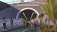 The existing Mt Victoria tunnel will be converted into one for pedestrians and cyclists to use. Image / LGWM