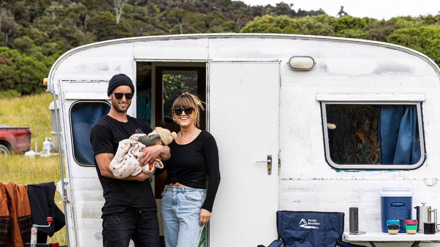 James Civil with partner Courtney and baby Lenni. (Photo / Supplied)
