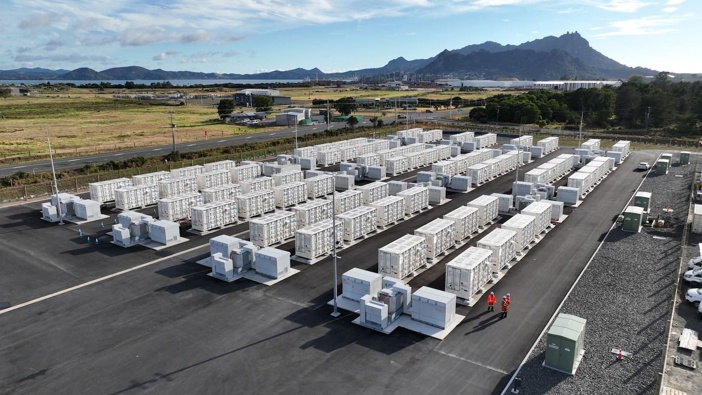 Aerial view of Meridian's $186 million battery Energy Storage System at Ruakākā, south of Whangārei . Photo / Meridian Energy