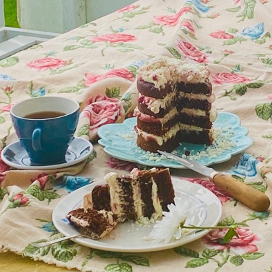 Chocolate & plum ripple cake. (Photo / Nici Wickes)