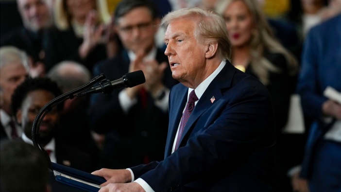 President Donald Trump launched his second term with a strident inaugural address that vowed to prioritize Americas interests with a "golden age" for the country, while taking on "a radical and corrupt establishment." Photographer: Julia Demaree Nikhinson/AP Photo/Bloomberg via Getty Images