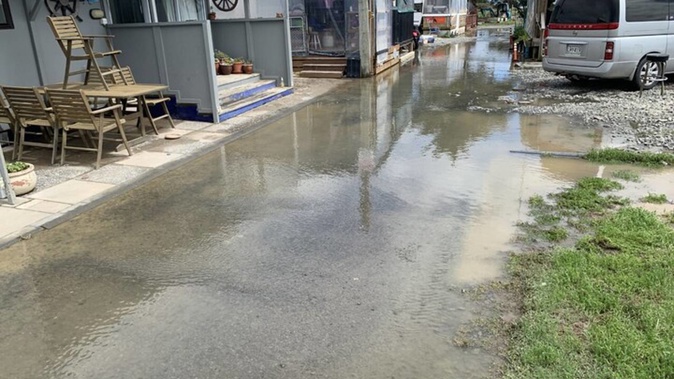 Flood water was gradually receding at the Clifton beach camp site on Wednesday. Photo Supplied