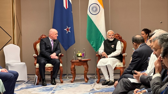 Prime Minister Christopher Luxon and Indian Prime Minister Narendra Modi. Photo / Jamie Ensor