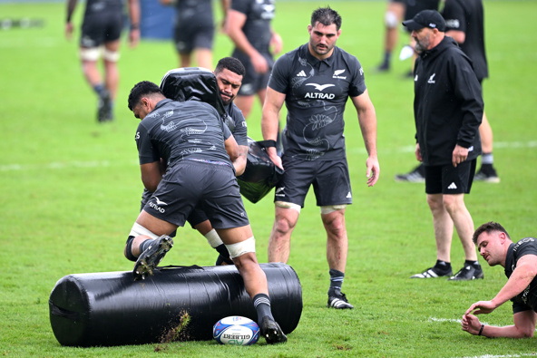 Ardie Savea and Tupou Vaa'i during a training session ahead of the RWC match against Namibia. Photo / Getty