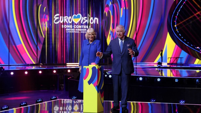 London or Liverpool? King Charles and Queen Camilla visit the venue of Eurovision Song Contest 2023, which is being held the week after the coronation at Westminster. Photo / Getty Images