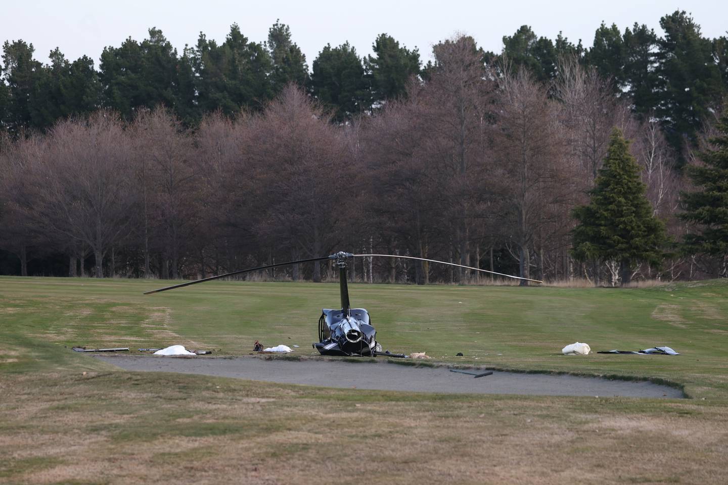 The Robinson 44 helicopter crashed with four people on board - including a newlywed couple. (Photo / George Heard)