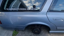Dead wrong: Thieves strip wheels from hearse at funeral home