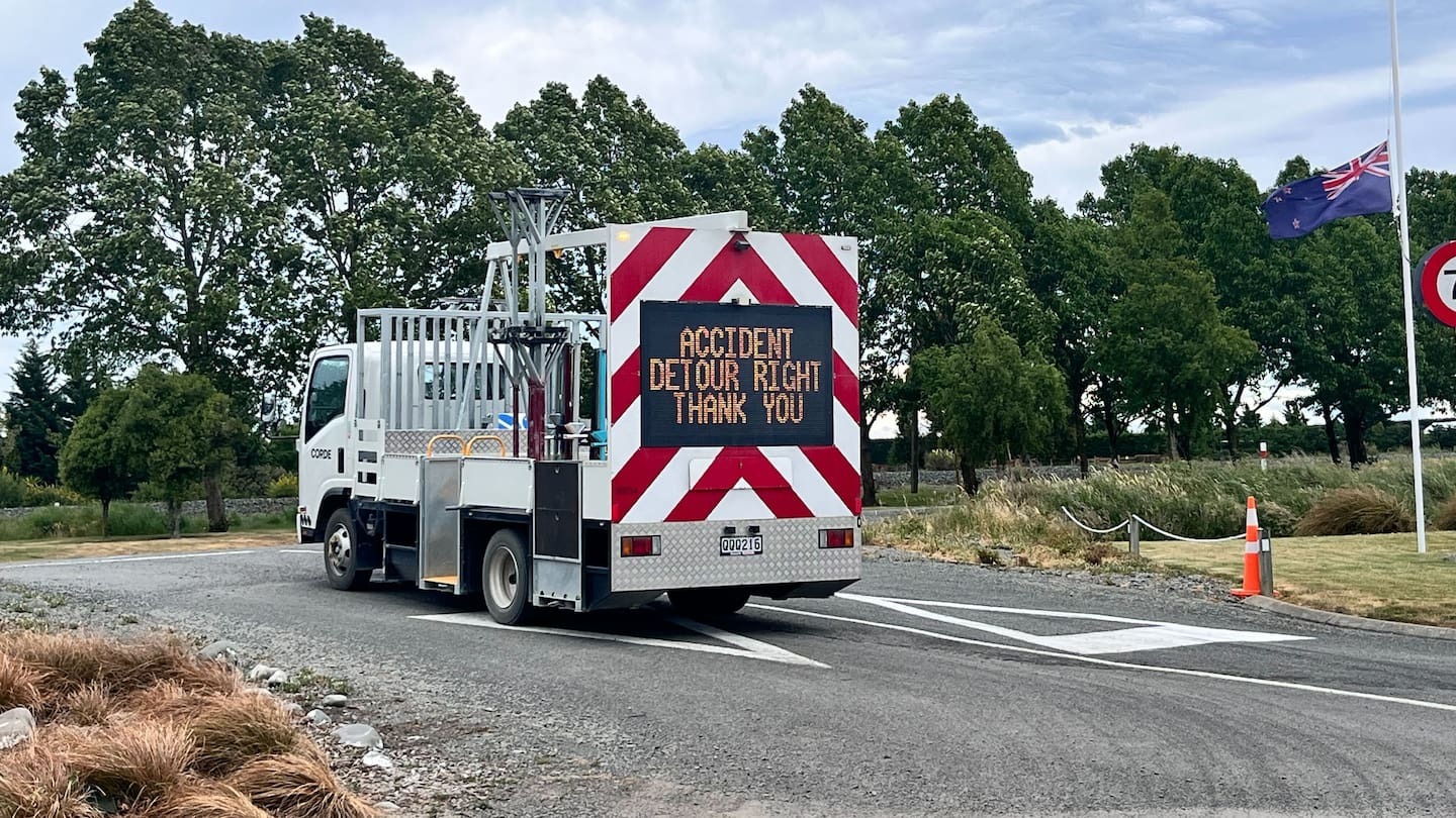 Emergency services are responding to a serious crash involving a truck and a ute near Kirwee, west of Christchurch, this morning. Photo / Jazlyn Whales
