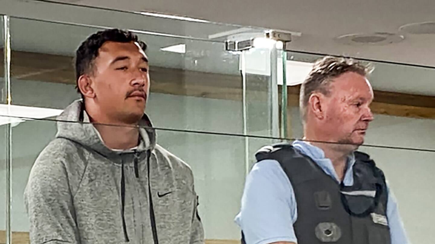 Justice Williamson-Atkinson aged 17 years in the dock at the High Court in New Plymouth sentenced to life in prison for the murder of Adrian Humphreys at Tangarakau campground in 2022. Photo / Tara Shaskey