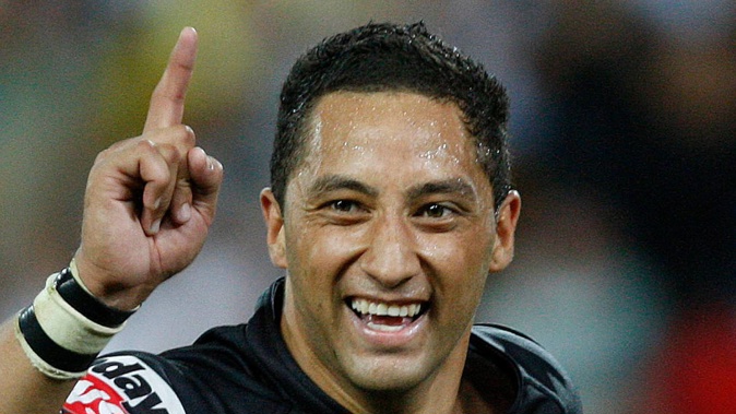 Benji Marshall celebrates victory over Australia in the Rugby League World Cup final in 2008. Photo / Photosport