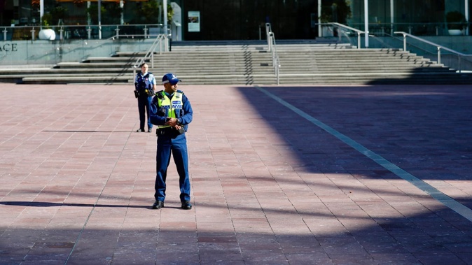 Police have cordoned off Aotea Square after a potential bomb threat on August 12, 2025. NZ Herald photograph by Dean Purcell