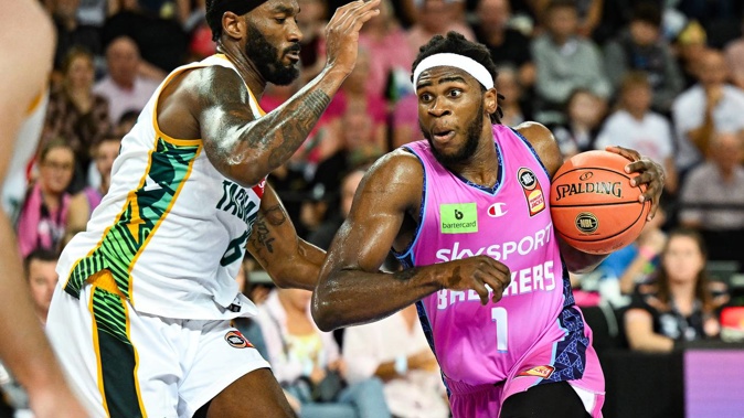 Jarrell Brantley (right) has signed a 10-day deal with the Utah Jazz. Photo / Photosport