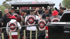 Hundreds of gang members have gathered for the funeral. Photo / Bevan Conley