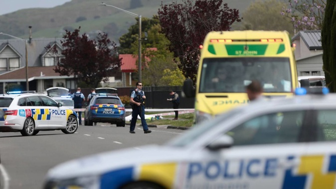Armed police were searching for a person in Napier following a firearms incident in which one person was seriously injured. Photo / Paul Taylor