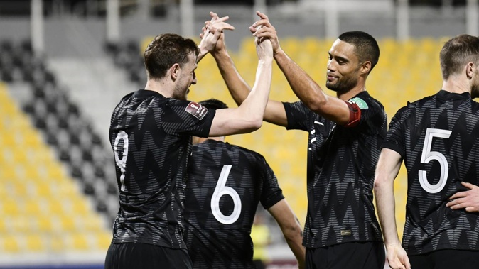 Chris Wood and Winston Reid during the Oceania World Cup qualifying tournament. Photo / Photosport