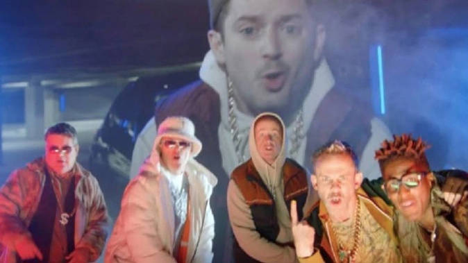 Stephen Colbert and the Lord of the Rings stars rapped their way through the track #1 Trilly. Photo / YouTube